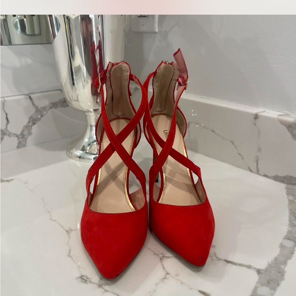 Limelight Red Stiletto Heels with Ankle Straps